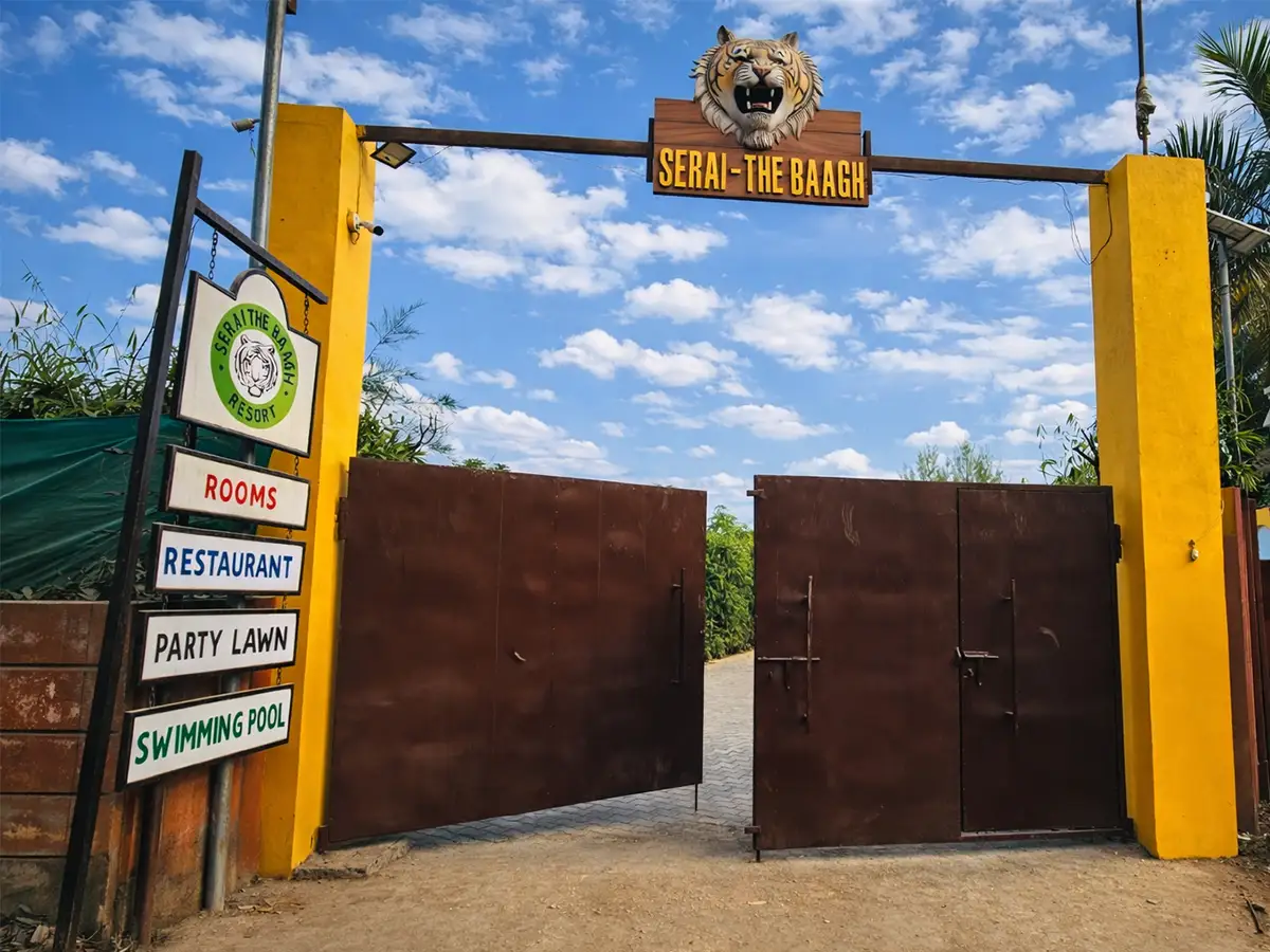 Serai The Baagh resort entrance gate near Kishanpur Wildlife Sanctuary Lakhimpur Kheri Uttar Pradesh